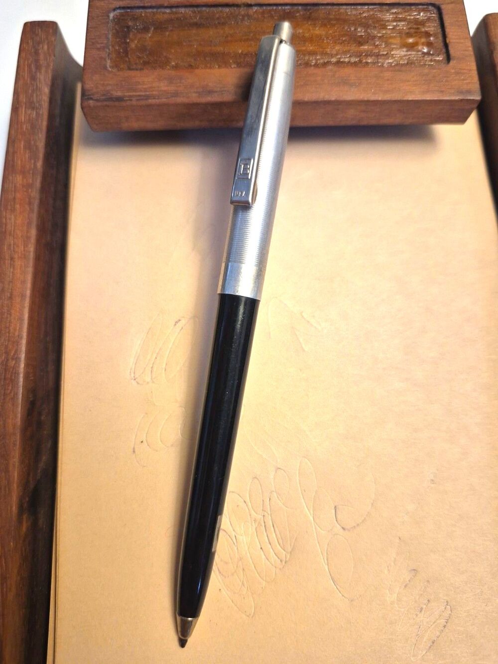 Vintage Paper Mate Profile Husky No.3 Ballpoint Pen Black & Chrome USA